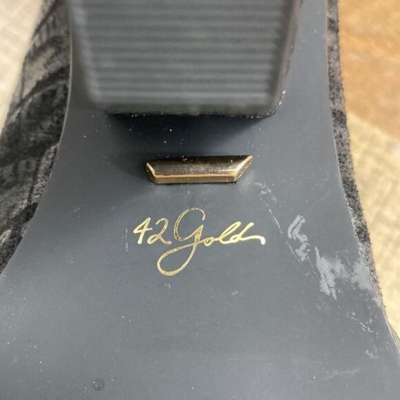 42 Gold Black Croc Slingback Mules Ankle Booties Womens 7.5M Pointed‎ Toe - Picture 11 of 13